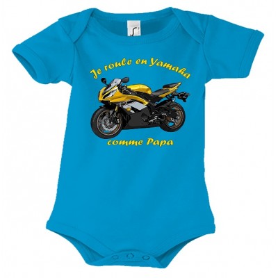 Body Bébé Je Roule En Yamaha - Bébé Motard - bleu - Face