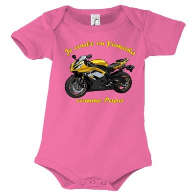 Body Bébé Je Roule En Yamaha - Bébé Motard - rose - Face