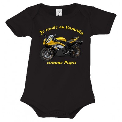 Body Bébé Je Roule En yamaha - Bébé Motard - Noir face