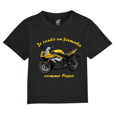 T-shirt Bébé Je Roule En Yamaha - BébéMotard - noir - face