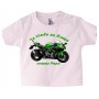 T-shirt Bébé Je Roule En Kawa - BébéMotard - face rose