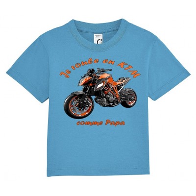 T-shirt Bébé Je Roule En KTM - BébéMotard - bleu - face