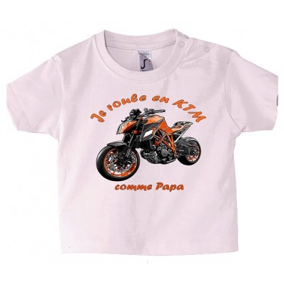 T-shirt Bébé Je Roule En KTM - BébéMotard - rose - face